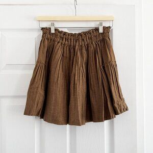 Apiece Apart Pleated Linen Mini Skirt, size 0